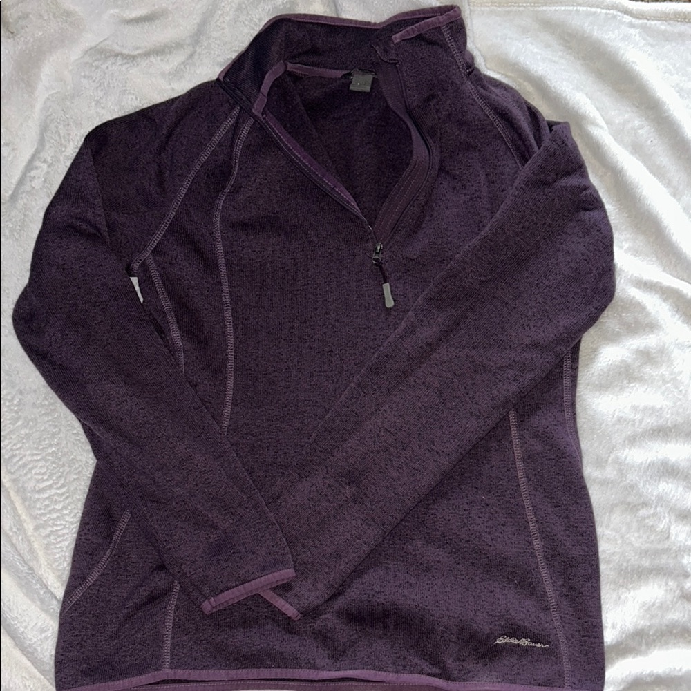 Purple Cowl Neck Sweater with Quarterzip Style